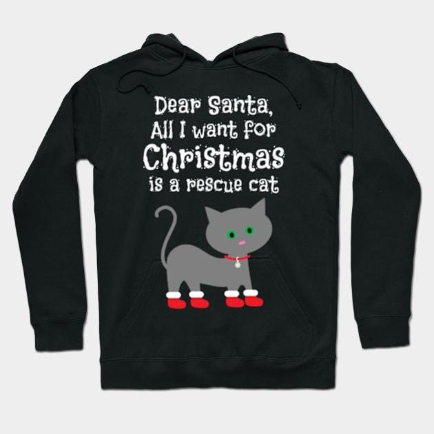 Rescue Cat for Christmas Cat Lover Gift Hoodie by MedleyDesigns67